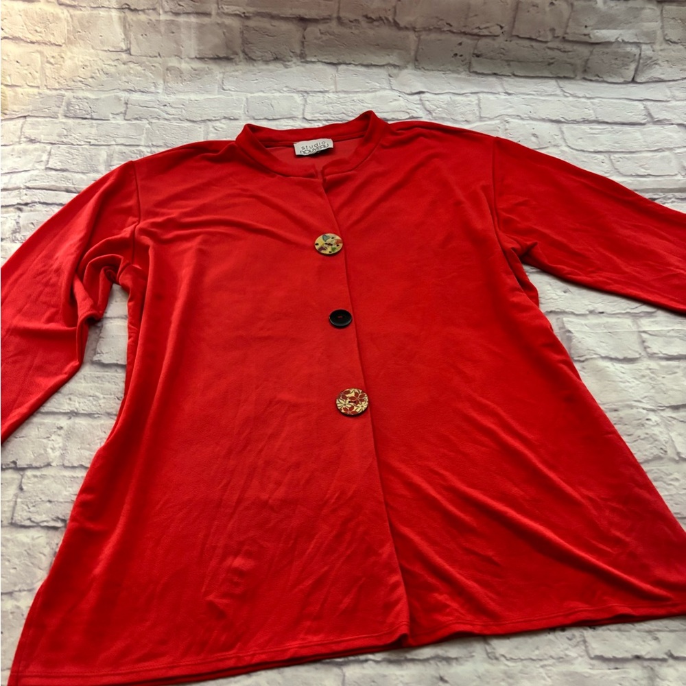 🔵DARK CORAL CURVY TUNIC with Unique Button Accents